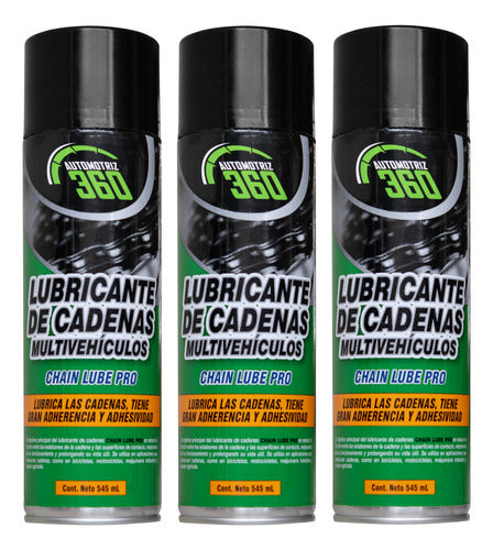 Lubricante De Cadenas Moto Bicicleta Puertas 3 Piezas 345ml