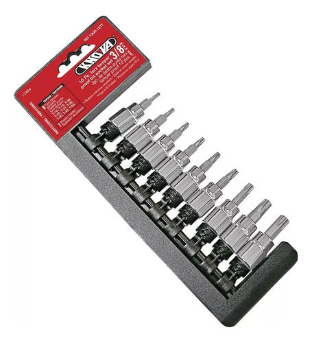 Juego 9 Dados Punta Torx Tamper Cortas 3/8 Knova